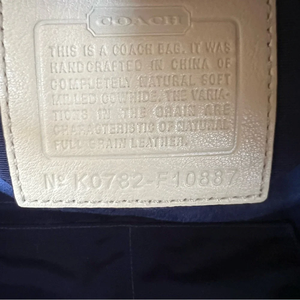 Coach Chelsea Cream Pebbled Leather Large Satchel Brown Straps Authentic - Picture 7 of 8